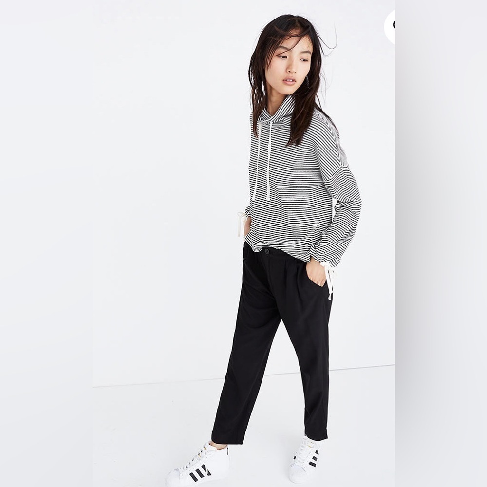 Madewell Mile(s) Funnelneck Tie-Sleeve Sweatshirt in Stripe Size XS